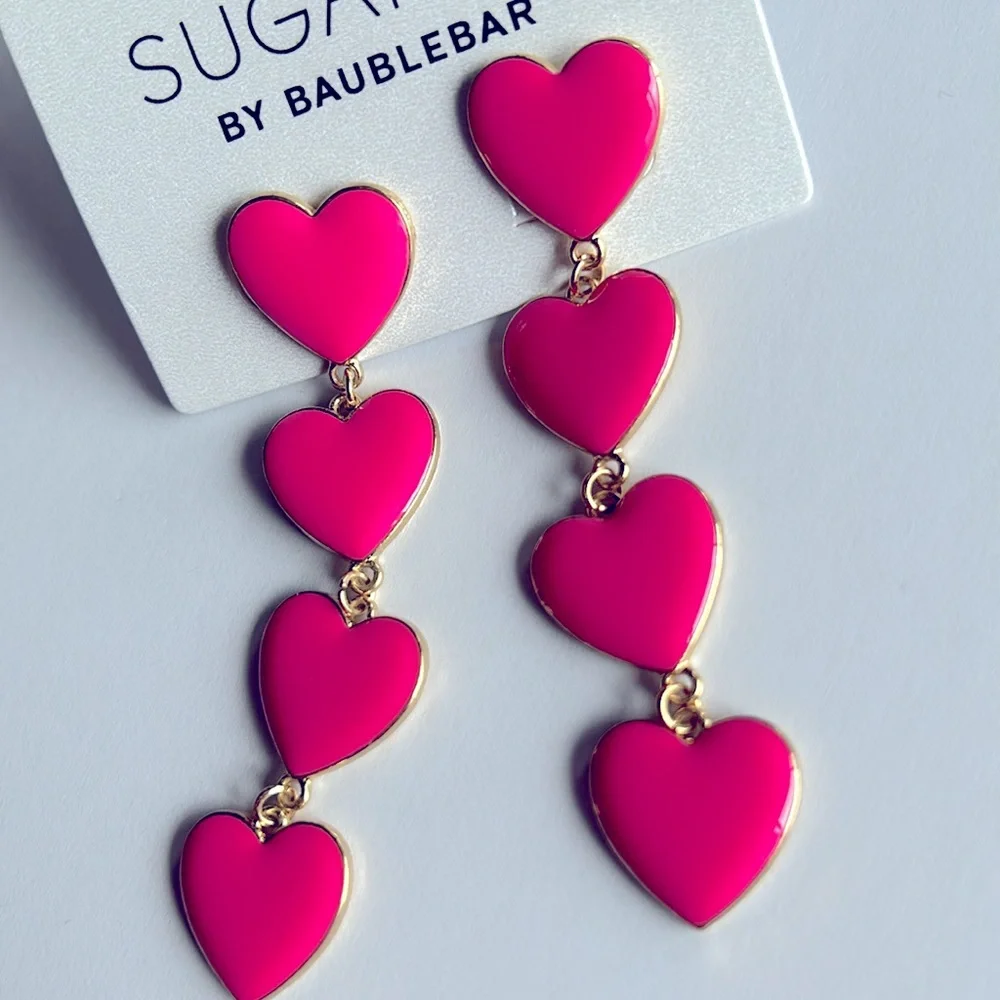 Sugar fix by Baublebar hot pink heart dangle drop earrings